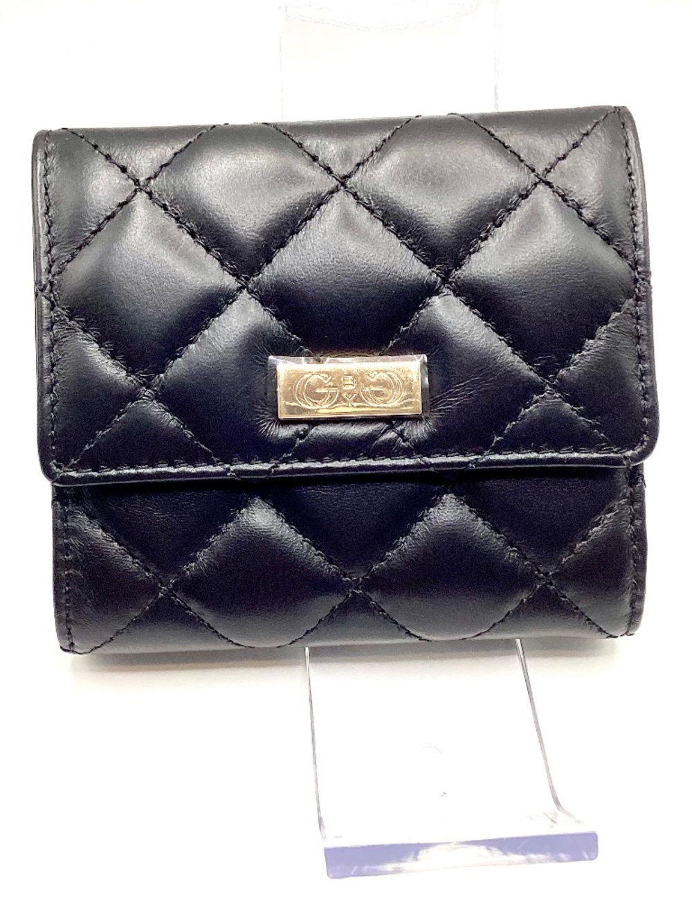 G by Giuliana Black Label Lamb Leather Quilted Flap Wallet in Black - NWT